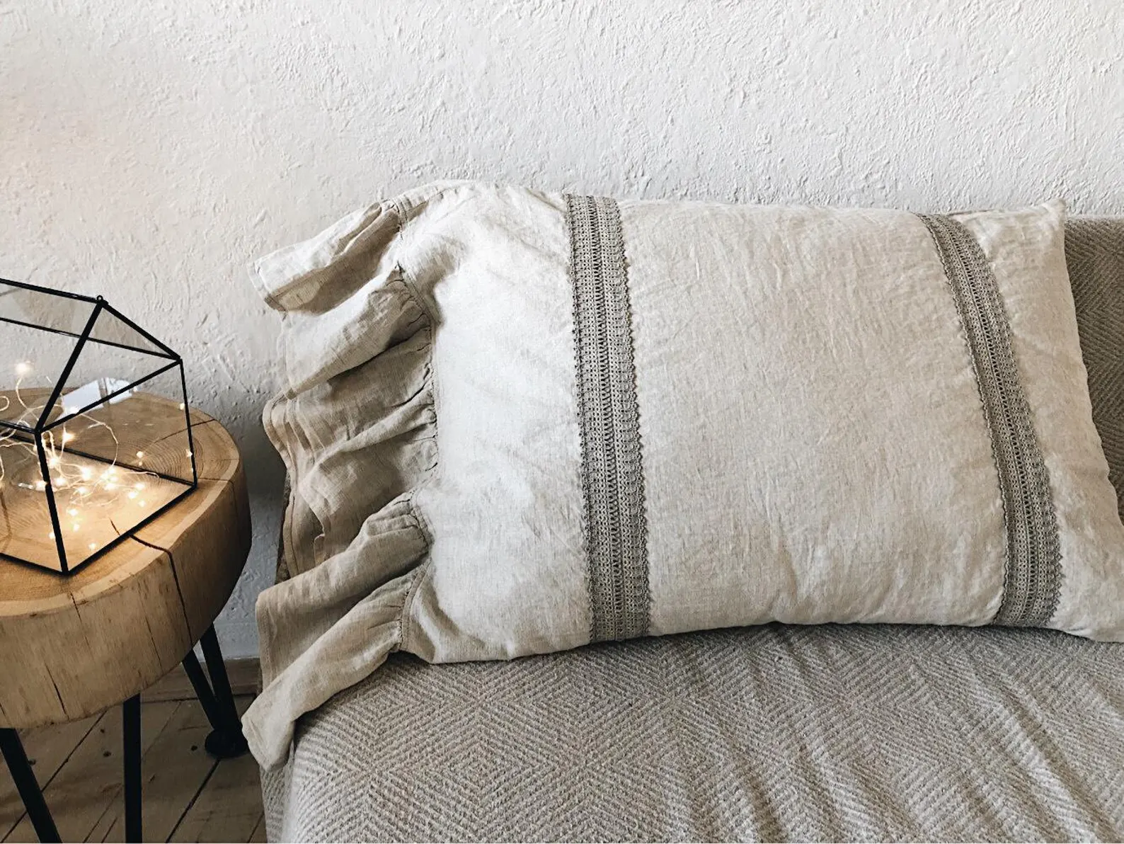 Ruffle Linen Pillowcase, Stonewashed Linen, All Sizes, Custom Available