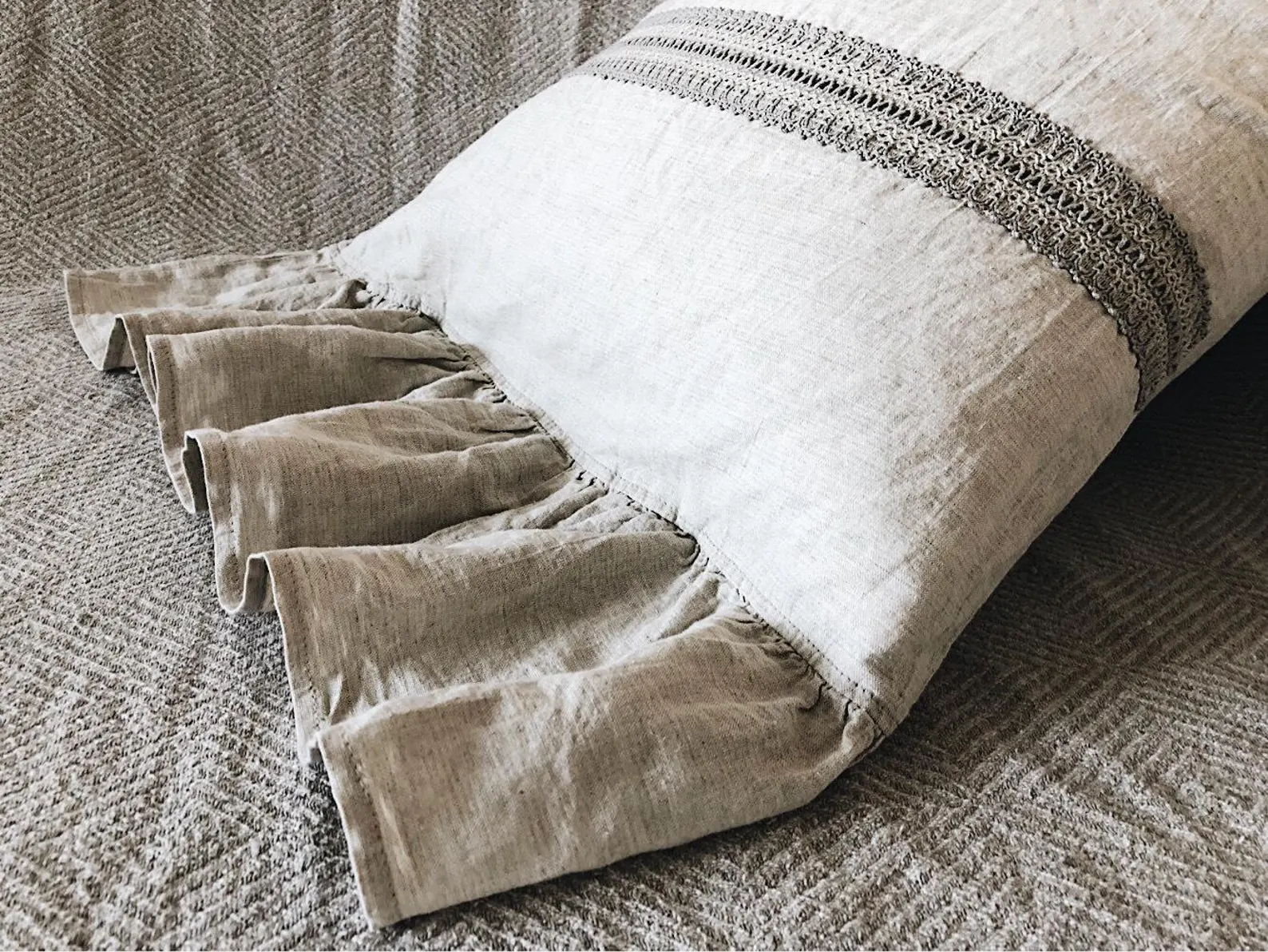 Ruffle Linen Pillowcase, Stonewashed Linen, All Sizes, Custom Available
