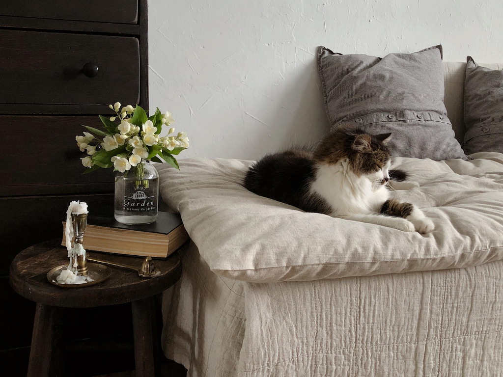100% Organic Linen Quilted Sofa Throw – Pet, Child Friendly Furniture Cover
